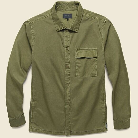 Penfield Men’s Blackstone Olive Green Cotton Twill Snap Closure Shirt Jacket - Picture 12 of 14